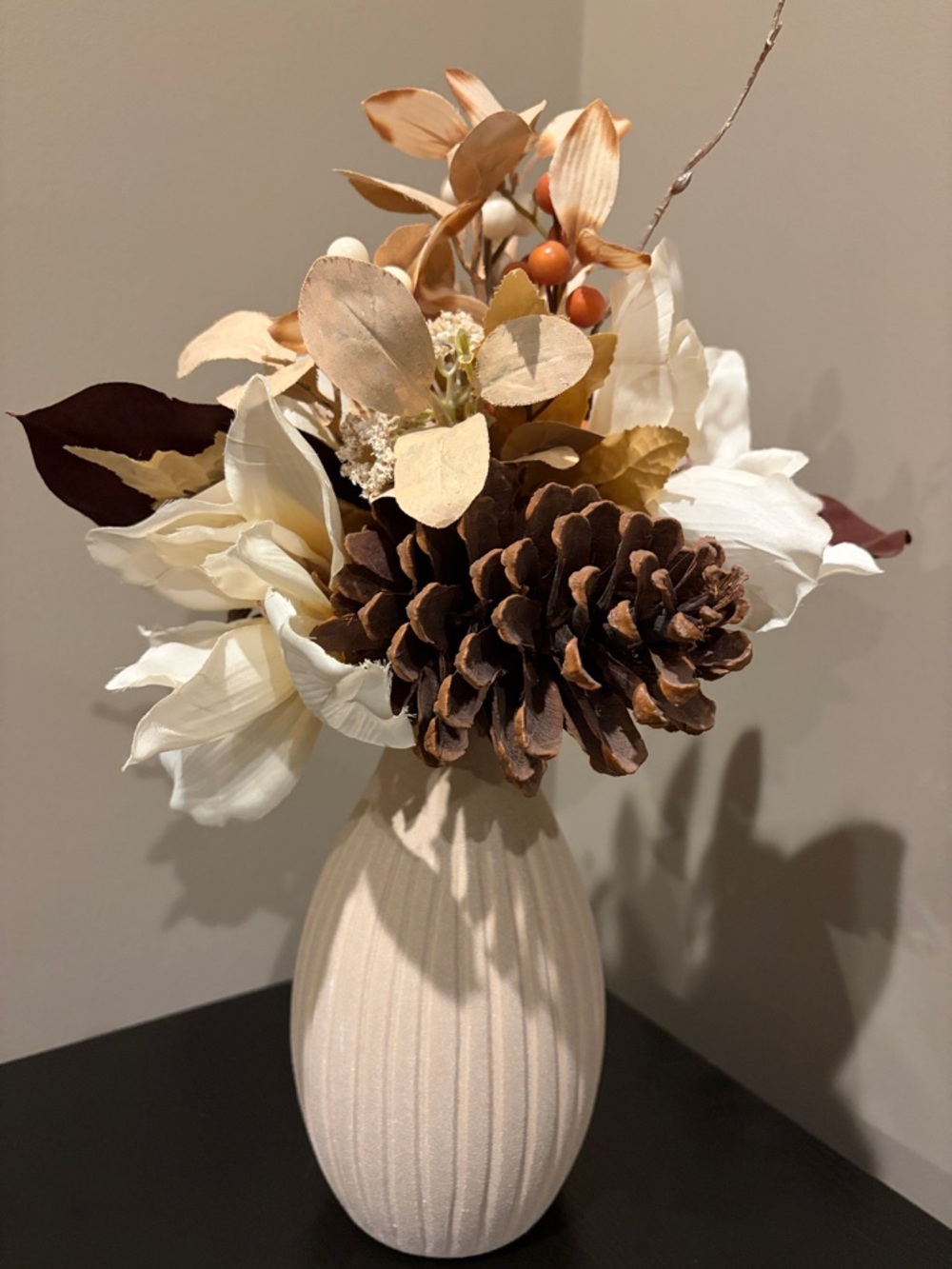 Kohl's Cream and Brown Autumn Floral Vase Arrangement